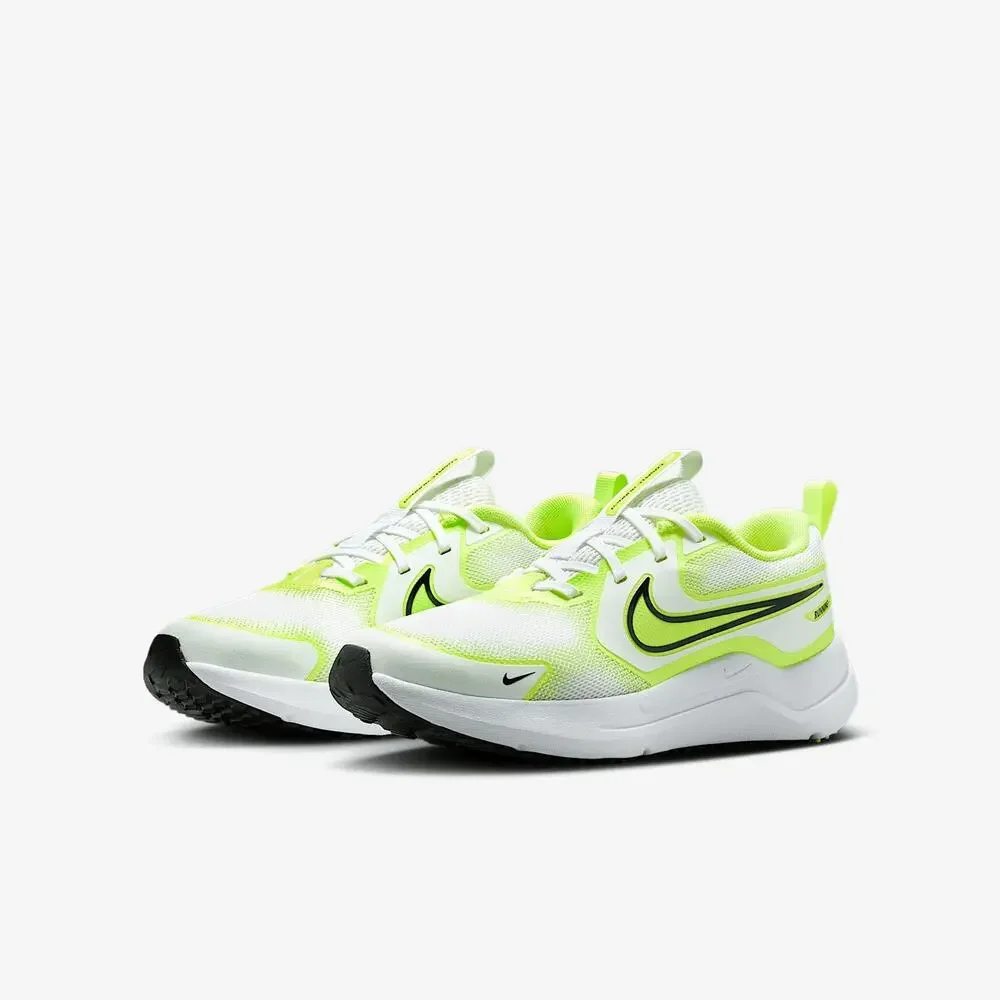 NIKE COSMIC RUNNER BIG KIDS' ROAD RUNNING SHOES ( WHITE/VOLT/BLACK) SIZE 4